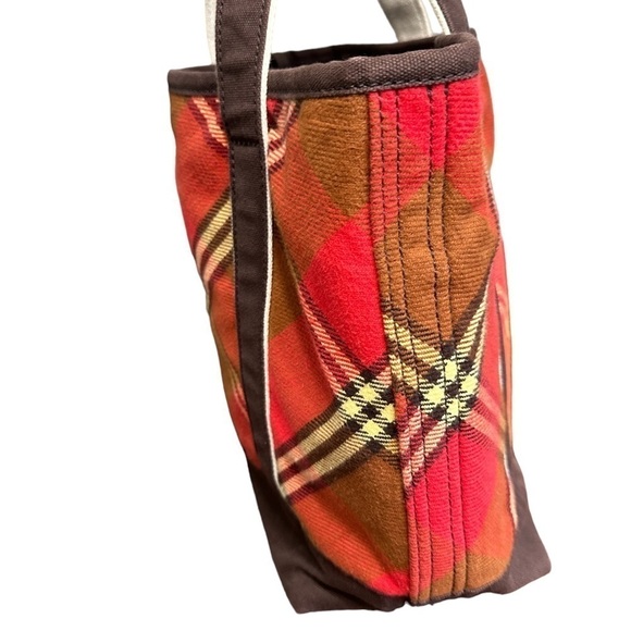 Lands End Tote Bag Red Brown Retired‎ Pattern Very Good Condition Pockets - Picture 12 of 13